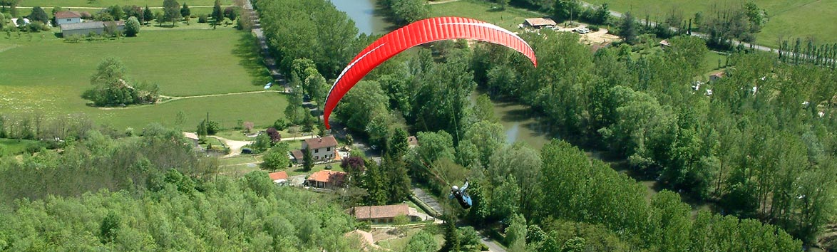 Paraglider flying near the Pyrenees in France